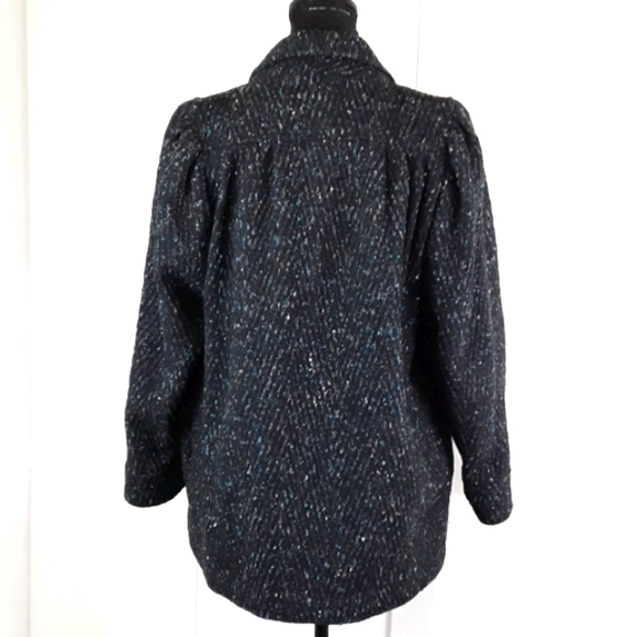 Vtg lined Coat sz 10 pleated shoulder abstract - Picture 4 of 8